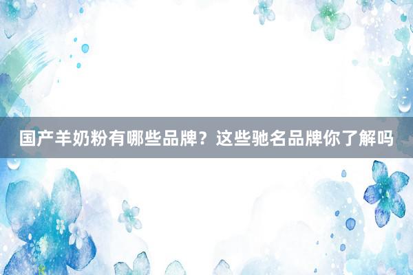 国产羊奶粉有哪些品牌？这些驰名品牌你了解吗
